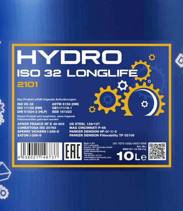 MANNOL 2101 Hydro ISO 32 LONGLIFE – 10 L