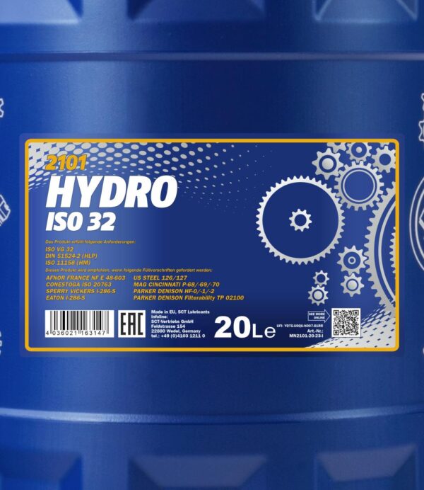 MANNOL 2101 Hydro ISO 32 LONGLIFE – 20 L