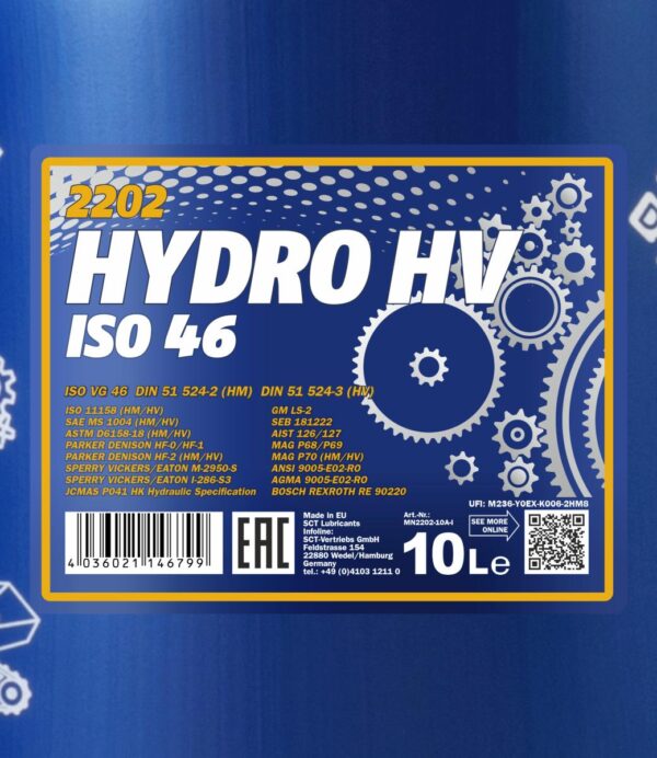 MANNOL 2202 Hydro HV ISO 46 LONGLIFE – 10 L