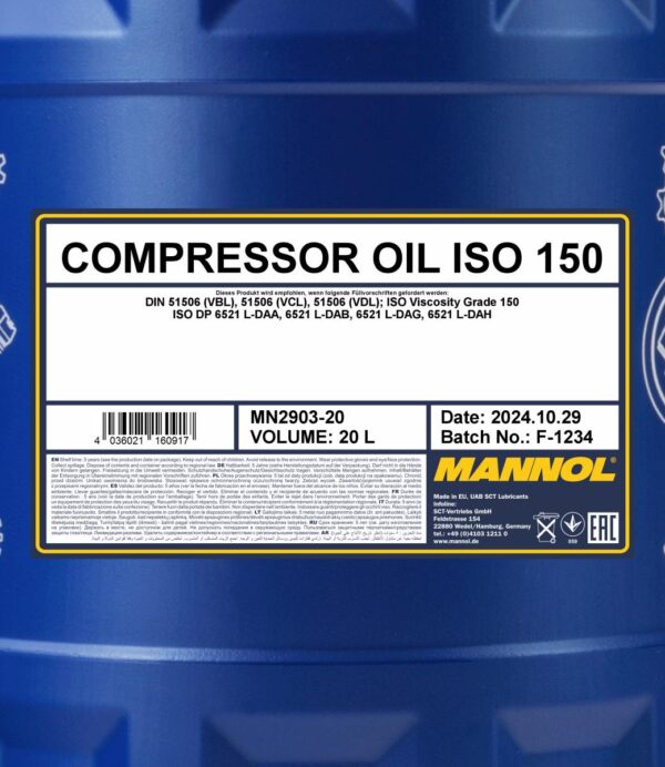 MANNOL 2903 Compressor Oil ISO 150 – 20 L