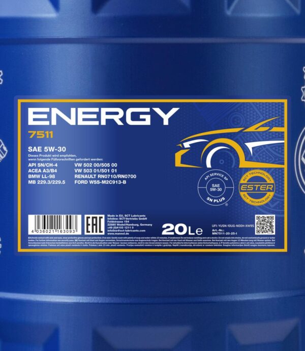 MANNOL 7511 Energy 5W-30 &ndash; 20 L