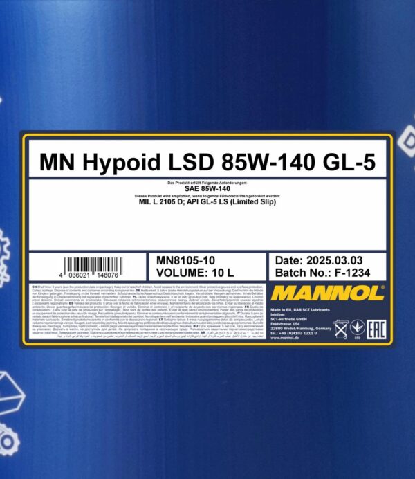 MANNOL 8105 Hypoid LSD 85W-140 GL-5 &ndash; 10 L