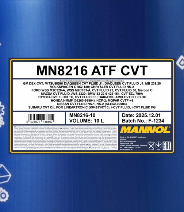 MANNOL 8216 ATF CVT &ndash; 10 L