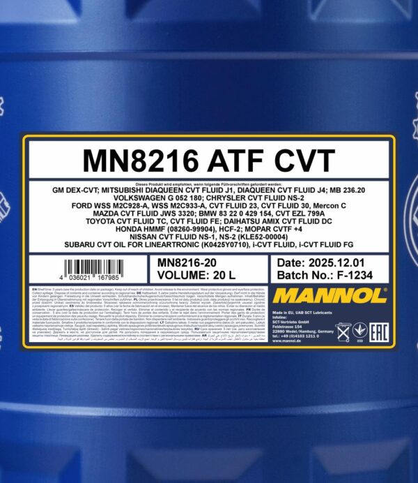 MANNOL 8216 ATF CVT &ndash; 20 L